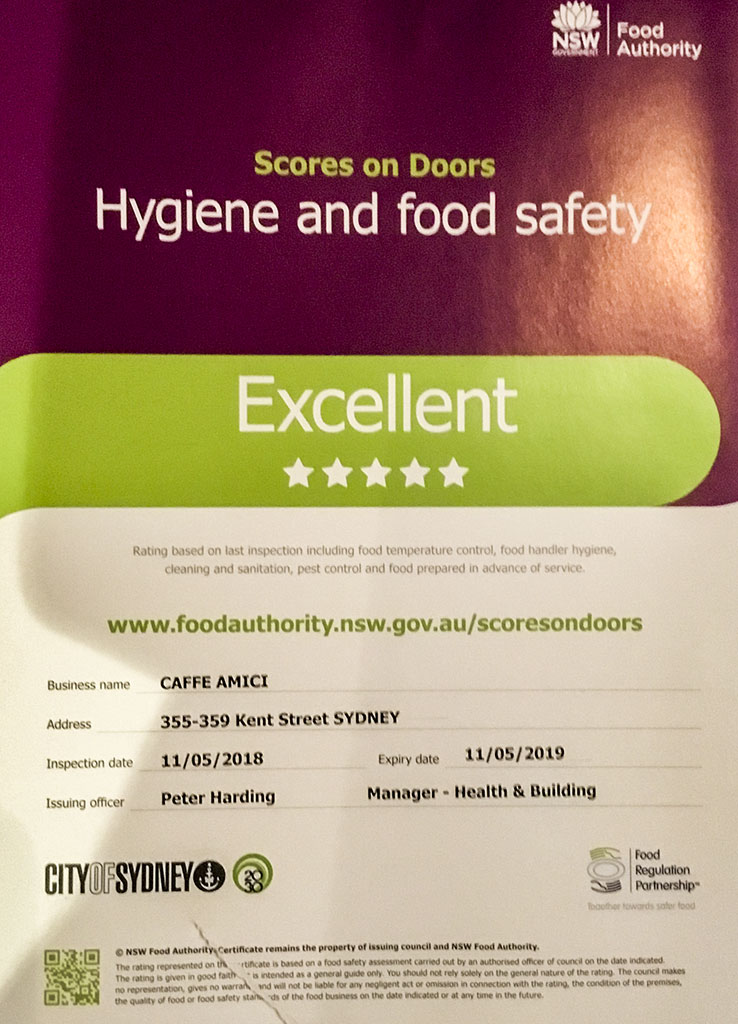 Excellent hygiene and food safety